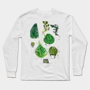 Cute Cactus and Plants Long Sleeve T-Shirt